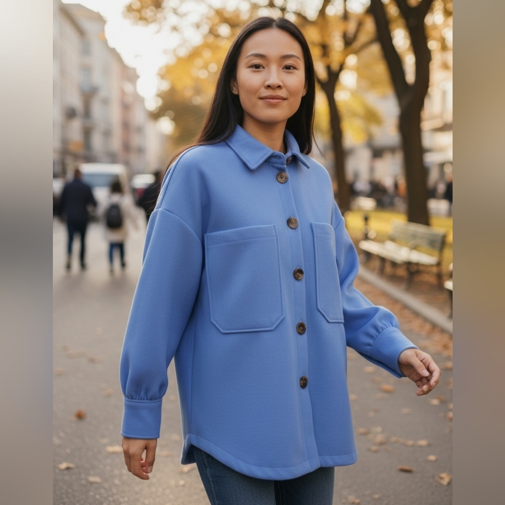 ONLY Women's Provence Blue Oversized Onlwembley Shacket Provence L